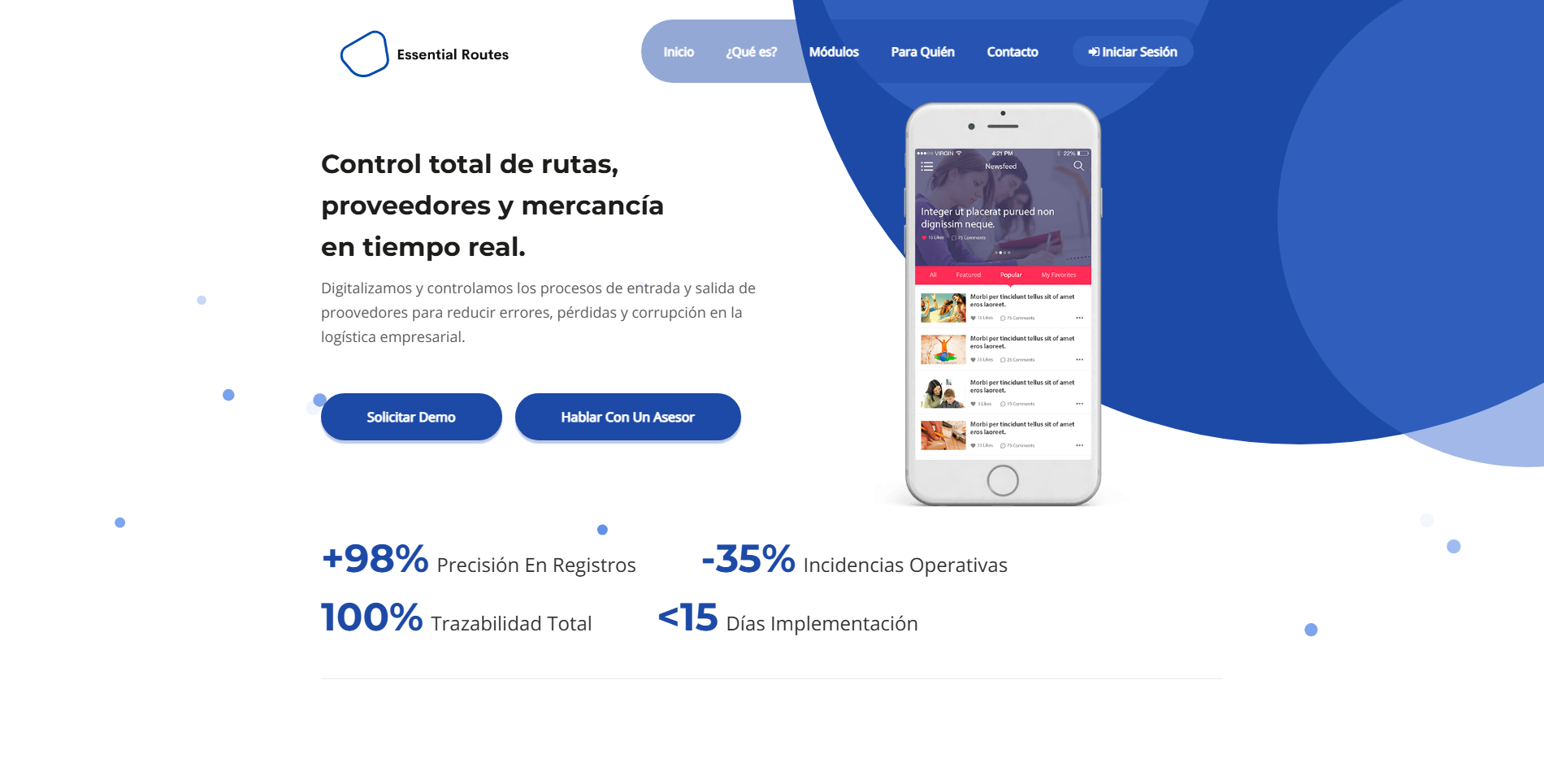 Plataforma Essential Routes de control logístico