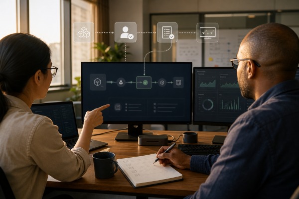 Equipo revisando una implementación gradual y controlada de agentes de inteligencia artificial