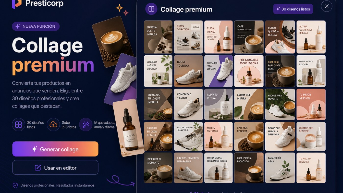 Ilustración premium: Collage premium de CrearPlantillas con 30 diseños generados