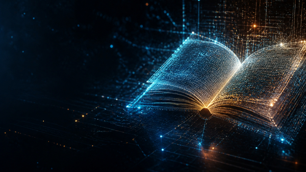 Libro digital de luz, metáfora del contexto largo de Grok 4.6