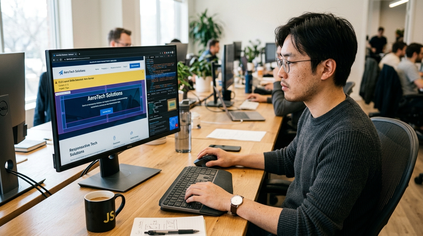 Developer looking at a design jump on the page