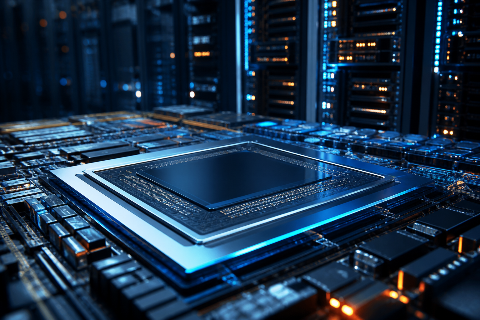 Chip de inteligencia artificial instalado en un servidor de centro de datos