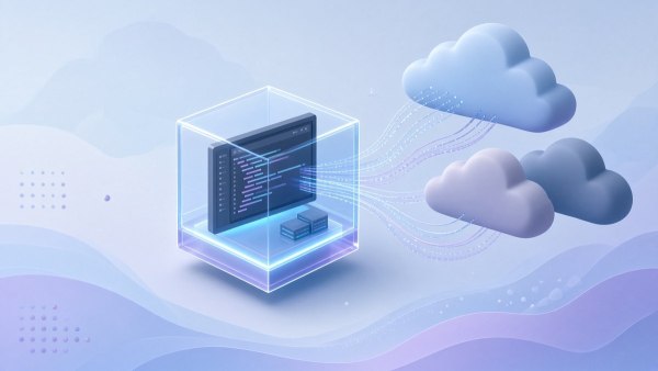 Ilustración de sandbox en la nube con workspace de código