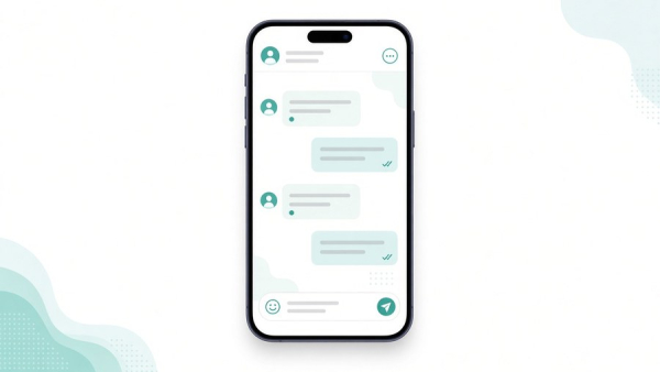 Ilustración de chat con agente de marca en smartphone