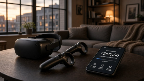 Reloj de 72 horas junto a casco VR inalámbrico