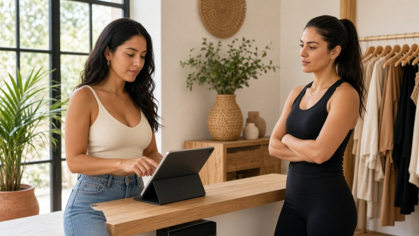 Compradora completa un pedido en la tablet sin crear cuenta obligatoria